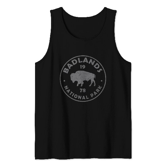 Badlands National Park Bison vintages Mens Hiking Souvenir Tank Tops