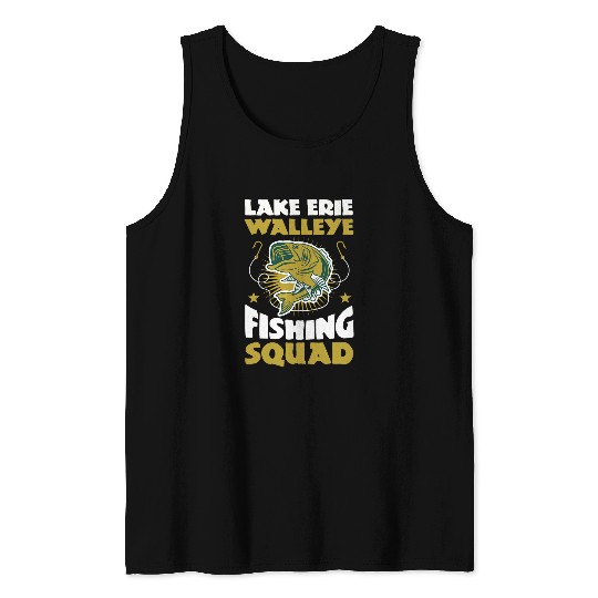 Freshwater Fisherman Lake Erie Walleye Fishing Squad Tank Tops