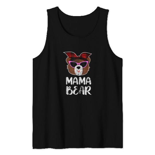 Bear Pet Mama Bear Mothers Day Mommy Infant Cub Buffalo Bandana Mom 1 Tank Tops