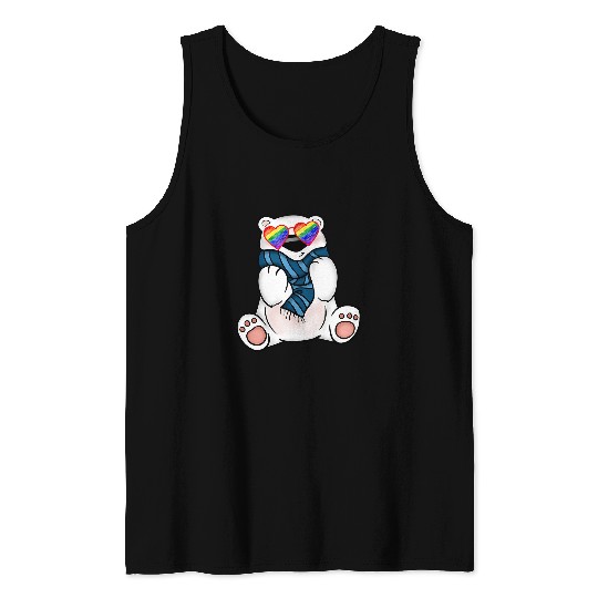 Bear Pet Gay Polar Bear Scarf LGBTQ Stuff Teens Rainbow Sunglasses Tank Tops