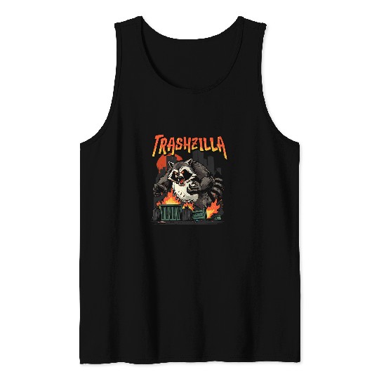 Raccoon Pet Trashzilla Kaiju Trash Panda Monster Japanese Tank Tops