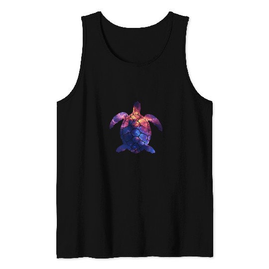 Turtle Pet Aesthetic Space Silhouette Stars Galaxy Sea Turtle 2 Tank Tops