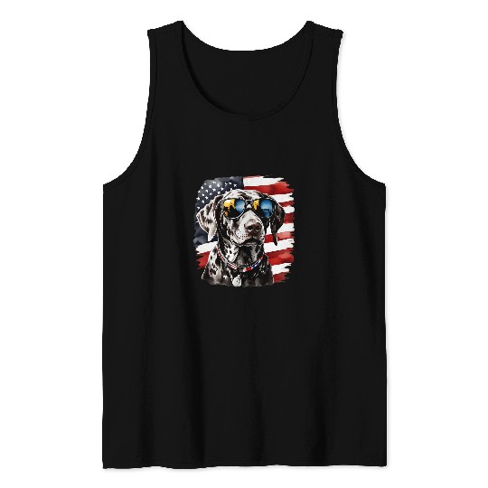 German Shorthaired Pointer American Flag GSP Dog Tank Tops