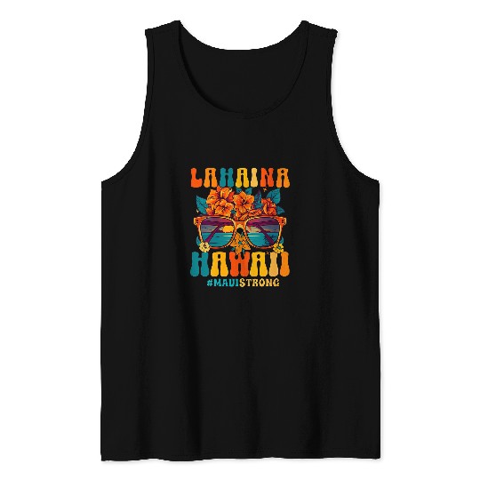 Groovy Retro Lahaina Pray For Maui Hawaii Strong Funny Tank Tops