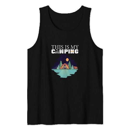 this is my camping rv van camping saying happy camper bear Tank Tops