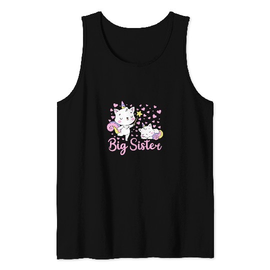 Big Sister 2024 Toddler Youth Cat Unicorns Matching Sister Tank Tops