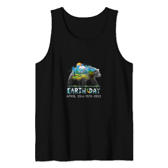 Bear Pet Earth Day Anniversary Bear Double Exposure Animals Tank Tops
