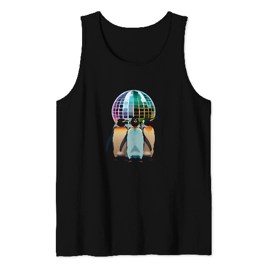 Penguin Pet Dance Disco Ball Friends Black Green Blue Orange Top Tank Tops