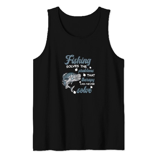 Fishing Solves The Problems Funny Striped Bass Fish for Men Tank Tops