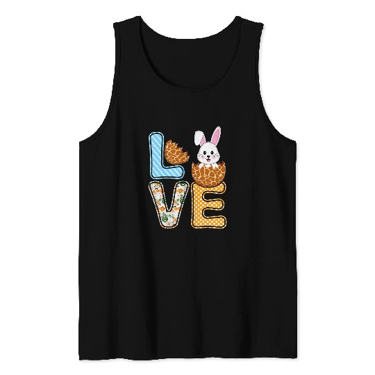Giraffe Pet Love Easter Bunny Egg Giraffe Print Cute Bunny Kids Adults Tank Tops