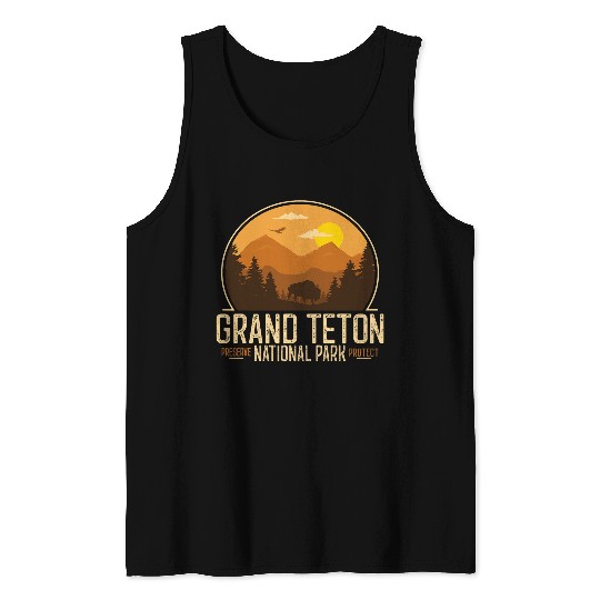 Grand Teton National Park Tee Adventure Retro vintages Hiking Tank Tops