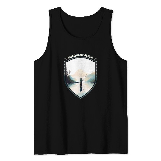 Black and White Fly Fishing Frequent Flyer An Anglers Dream Tank Tops