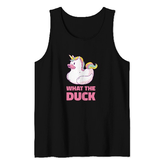Duck Pet What the Duck Funny Rubber Ducky Unicorn Tank Tops