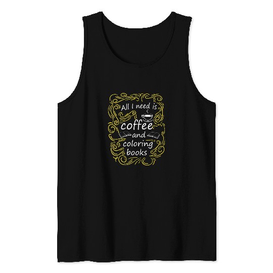 Coffee Fun CF Coffee and Coloring Slim Fit Tank Tops