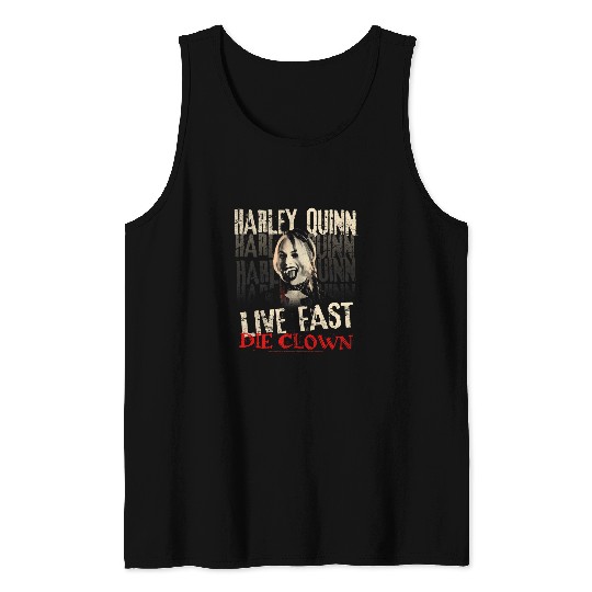 suicides Squad Harley Quinn Live Fast Die Clown Tank Tops