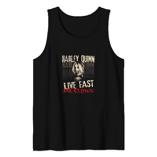 suicides Squad Harley Quinn Live Fast Die Clown Tank Tops