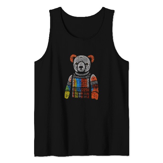 Bear Pet Bear Animal Pixel Art Colorful Graphic Motif Bear Tank Tops