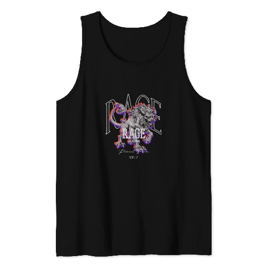 Lion Pet Hip Hop vintages Edgy Urban Y2K Back Print Streetwear Lion Tank Tops