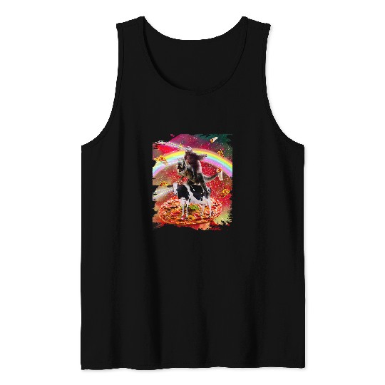 Sloth Pet Laser Eyes Space Sloth On Dinosaur Cow Rainbow 2 Tank Tops