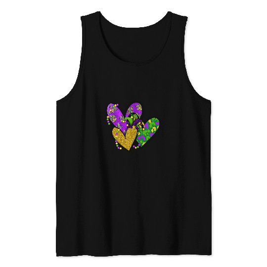 Mardi Gras Hearts Cute Outfit Women Girls 2024 Mardi Gras Tank Tops