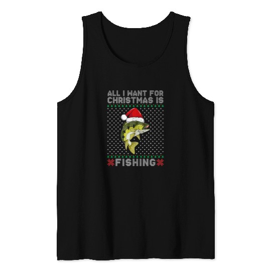 Bass fish christmas christmas fishing funny fishing Tank Tops