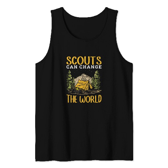 Scout Job Life Scouting Lovers Hiking Happy Camper Camp Tent 3 Tank Tops