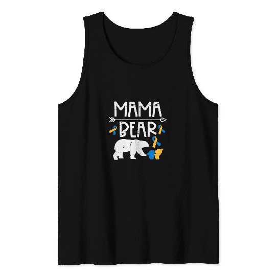 Bear Pet Down Syndromes Awareness Mama Bear T21 Family Mom Mommy Women Tank Tops