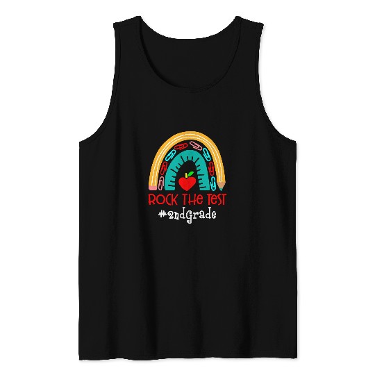 rock 2test 2nd grade teacher day rainbow test day teacher Tank Tops