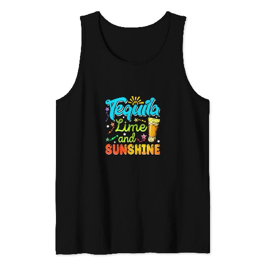 Wines Fun Tequila Lime And Sunshine Funny Summer Vacations Men Women Tank Tops