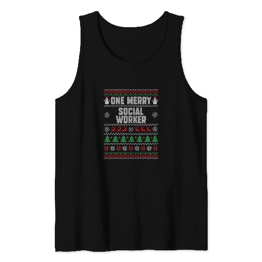 One Merry Social Worker Christmas Social Services Counselor Tank Tops