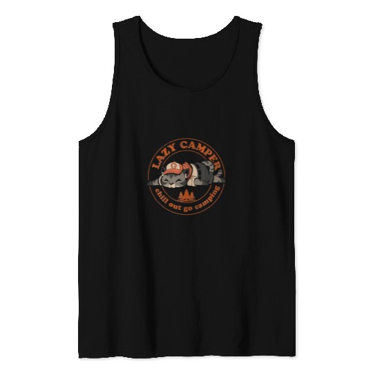 Scout Job Lazy Cat Scout Camping Summer Camp Cute Animal Camper 1 Tank Tops