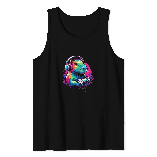 capybaras Pet Rodent Video Games Controller Boys Girls Kids 1 Tank Tops