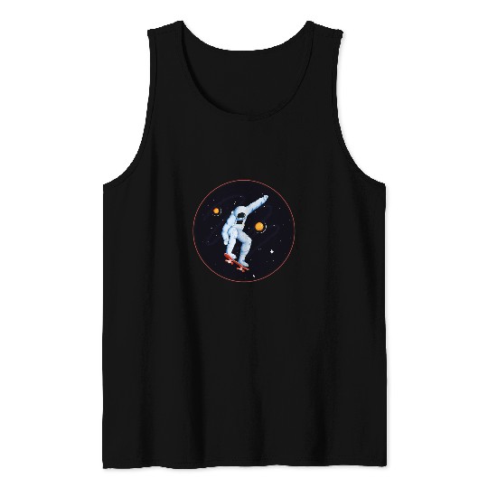 Roller Skating Astronaut Graphic Gift Tank Tops