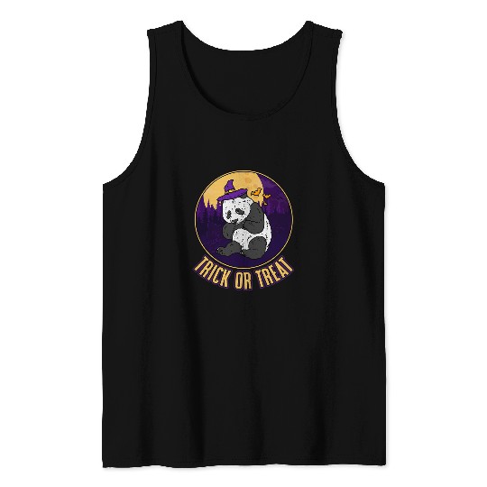 Panda Pet Shy Panda In A Witch Hat Trick or Treat Halloween for Kids Tank Tops