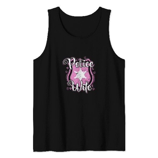 Police Job Pink Police Wife Police Badge Tank Tops
