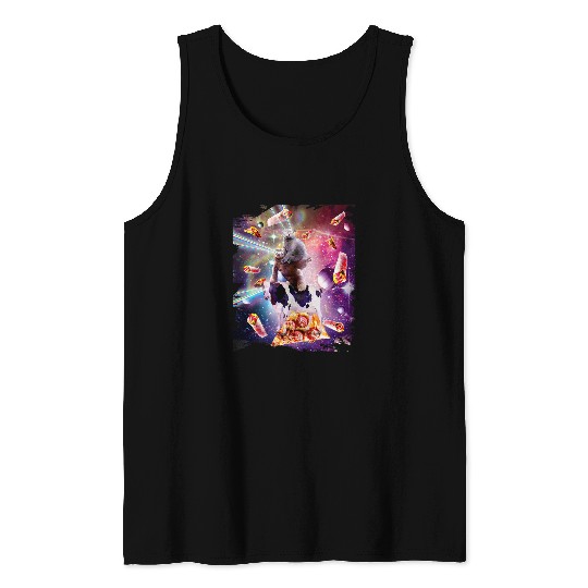 Sloth Pet Laser Eyes Space Cat On Sloth Cow Rainbow 1 Tank Tops