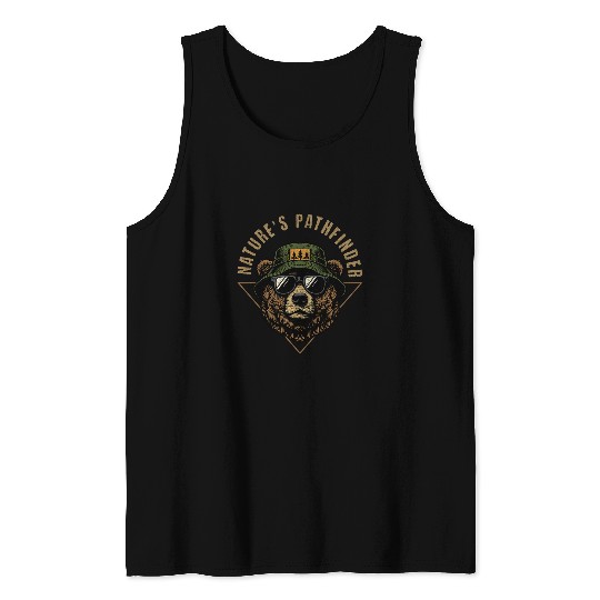 Bear Pet Natures Pathfinder Bear Wilderness Emblem Tank Tops