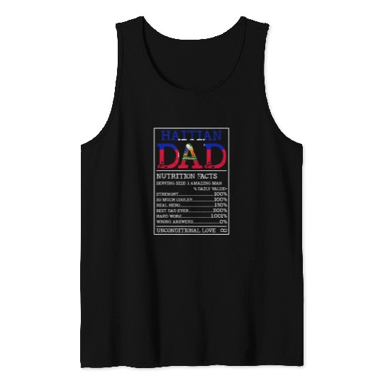 Haitian Dad Nutrition Facts Funny Haiti Fathers Day Apparel Tank Tops