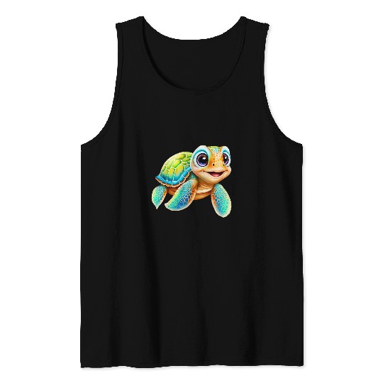 Turtle Pet Cute Baby Sea Turtle design Tank Tops