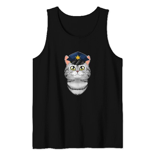 Cat Lover I Police Officer I Police American Shorthair Cat Tank Tops