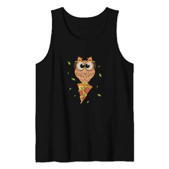 Owl Pet on Pizza Tank Tops