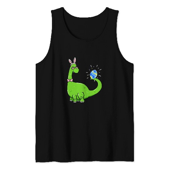 Brontosaurus Bunny Ears Egg Easter Day Dinosaur Dino Boys 1 Tank Tops
