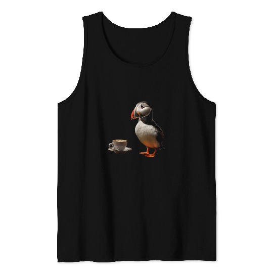 Coffee Fun Atlantic Puffin Coffee Tank Tops