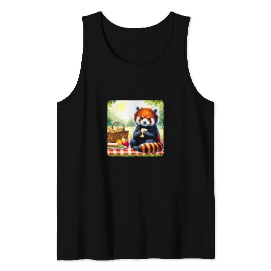Panda Pet Red Panda Having A Picnic In A Park Blanket Sunny Basket Tank Tops