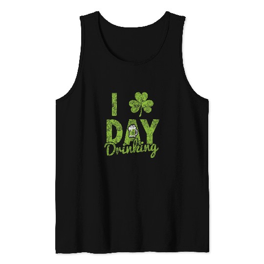 Beer Fun I Love Day Drinking on St Paddys Day Green Beer Lover Tank Tops