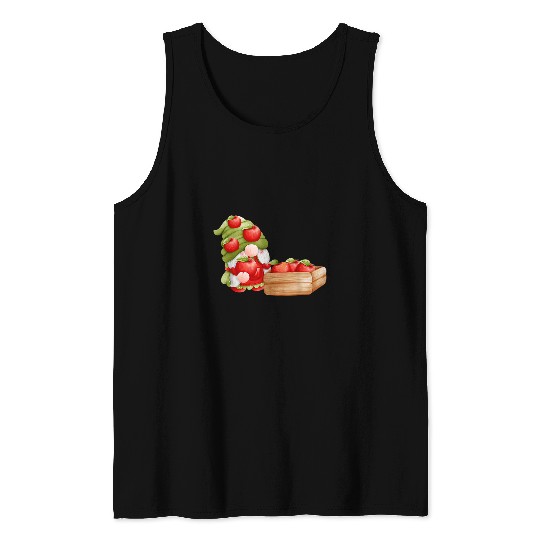 Cute Apple Lover Garden Gnome Fall Autumn Apple Picking Tank Tops