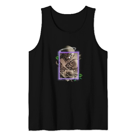 Chicano Payaso Skeletons Rose Halo Forever Love Tattoo Tank Tops