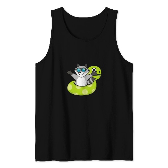 Raccoon Pet Vacay Mode Animal Cute Raccoon Lover Family Vacation Beach Tank Tops