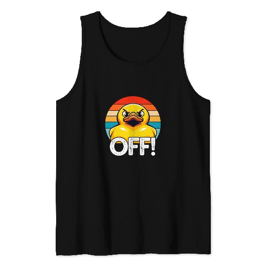 Duck Pet Funny Retro Duck Off Funny Angry Rubber Ducky Graphic Tank Tops