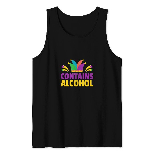Beer Fun Contains Alcohol Mardi Gras Beer Bar Crawl Tank Tops